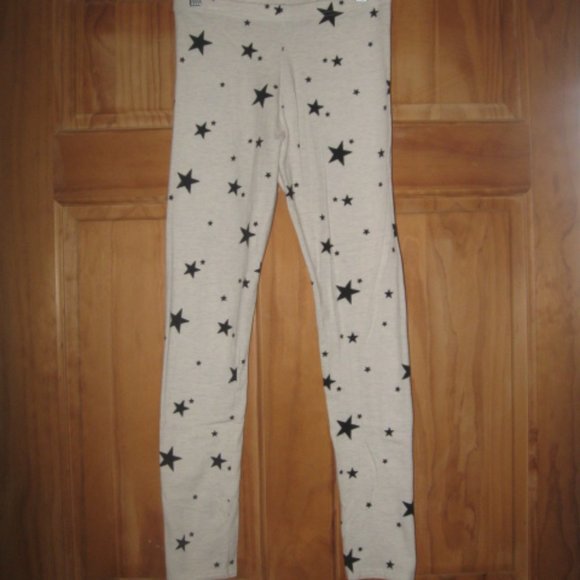 5/$30 Girls Old Navy Off White with Black Stars Leggings - Picture 1 of 2